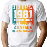 40th Birthday 40 Years Born In 1981 February T-Shirt - White