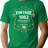 40th Birthday Vintage 1982 Aged Perfectly Gift T-Shirt - Green