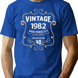 40th Birthday Vintage 1982 Aged Perfectly Gift T-Shirt - Blue