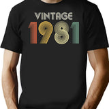 44th Birthday Vintage 1980 Gift T-Shirt - Retro Graphic Casual Tee - Black