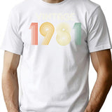 44th Birthday Vintage 1980 Gift T-Shirt - Retro Graphic Casual Tee - White