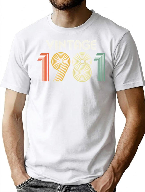 44th Birthday Vintage 1980 Gift T-Shirt - Retro Graphic Casual Tee - White