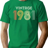 44th Birthday Vintage 1980 Gift T-Shirt - Retro Graphic Casual Tee - Green