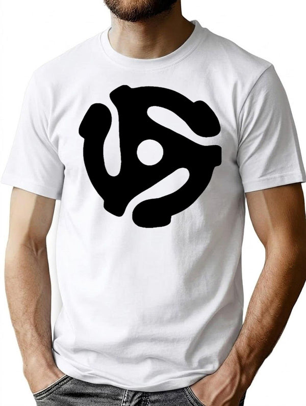 45 Record Adapter T-Shirt - Retro Graphic Tee for Men & Women - White