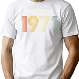 50th Birthday Vintage 1971 Gift T-Shirt - Retro Graphic Casual Tee - White