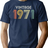 50th Birthday Vintage 1971 Gift T-Shirt - Retro Graphic Casual Tee - Navy