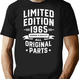 56th Birthday T Shirt Born In 1965 Shirt Gift Present Limited Edition Year 1965 All Original Parts Funny 56 Years Old Tee - Black