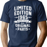 56th Birthday T Shirt Born In 1965 Shirt Gift Present Limited Edition Year 1965 All Original Parts Funny 56 Years Old Tee - Navy