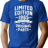 56th Birthday T Shirt Born In 1965 Shirt Gift Present Limited Edition Year 1965 All Original Parts Funny 56 Years Old Tee - Blue