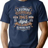 60th Birthday Vintage 1965 Legend Were Born Retro Birthday Funny Gift T-Shirt - Navy