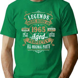 60th Birthday Vintage 1965 Legend Were Born Retro Birthday Funny Gift T-Shirt - Green