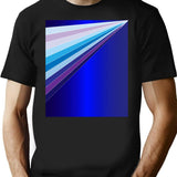 65 Mcmlxv Retro 70s Disco Blue Streaks Of Light Pattern T-Shirt - Black