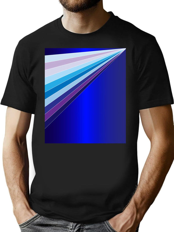 65 Mcmlxv Retro 70s Disco Blue Streaks Of Light Pattern T-Shirt - Black