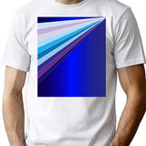65 Mcmlxv Retro 70s Disco Blue Streaks Of Light Pattern T-Shirt - White