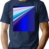 65 Mcmlxv Retro 70s Disco Blue Streaks Of Light Pattern T-Shirt - Navy