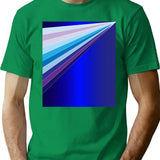 65 Mcmlxv Retro 70s Disco Blue Streaks Of Light Pattern T-Shirt - Green