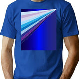 65 Mcmlxv Retro 70s Disco Blue Streaks Of Light Pattern T-Shirt - Blue