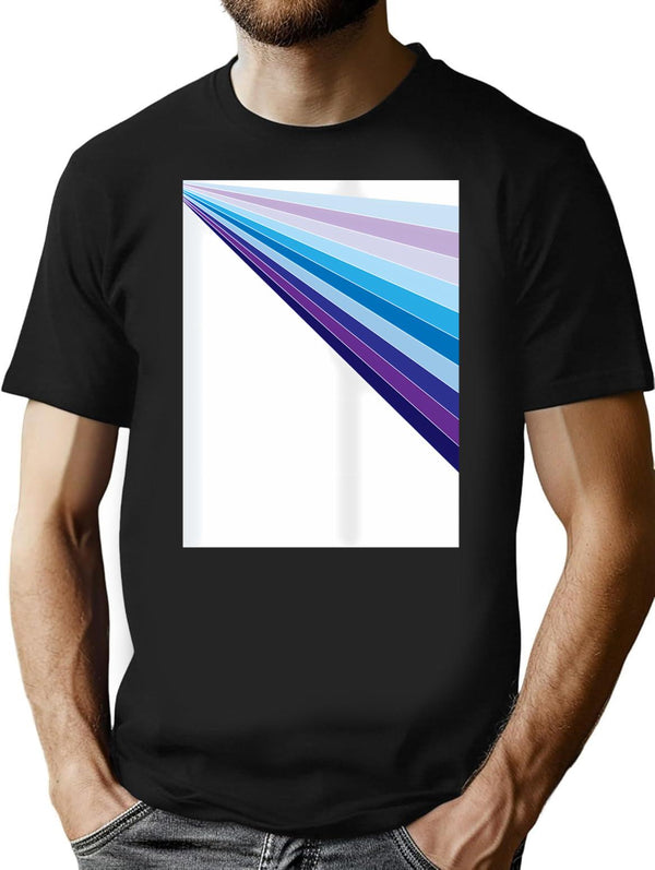 65 Mcmlxv White Retro 70s Disco Blue Streaks Of Light Pattern T-Shirt - Black