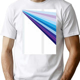 65 Mcmlxv White Retro 70s Disco Blue Streaks Of Light Pattern T-Shirt - White