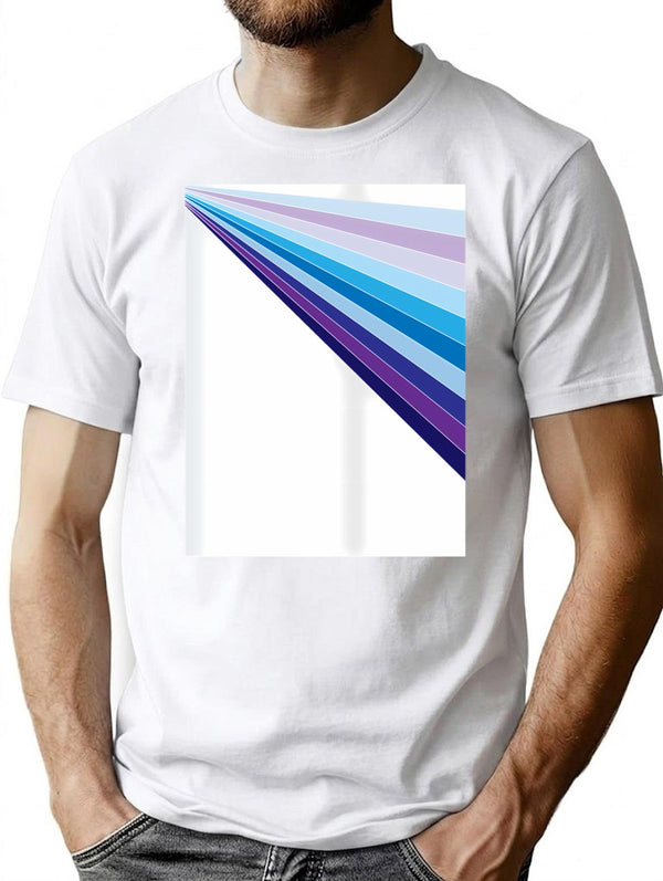 65 Mcmlxv White Retro 70s Disco Blue Streaks Of Light Pattern T-Shirt - White
