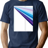 65 Mcmlxv White Retro 70s Disco Blue Streaks Of Light Pattern T-Shirt - Navy