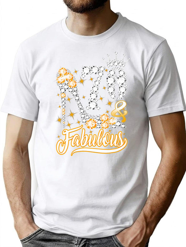 70 Fabulous 70 Years Old 70th Birthday Diamond Crown Shoes T-Shirt - White