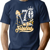 70 Fabulous 70 Years Old 70th Birthday Diamond Crown Shoes T-Shirt - Navy