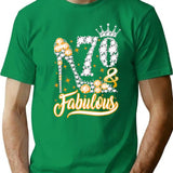 70 Fabulous 70 Years Old 70th Birthday Diamond Crown Shoes T-Shirt - Green