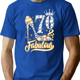 70 Fabulous 70 Years Old 70th Birthday Diamond Crown Shoes T-Shirt - Blue