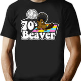 70's Beaver T-Shirt - Retro Graphic Tee for Men & Women - Black