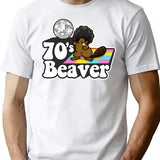 70's Beaver T-Shirt - Retro Graphic Tee for Men & Women - White