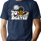 70's Beaver T-Shirt - Retro Graphic Tee for Men & Women - Navy