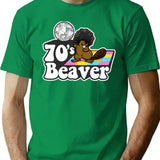 70's Beaver T-Shirt - Retro Graphic Tee for Men & Women - Green