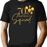 70th Happy Birthday Squad Balloon Elegant Bday Party For 70 Years T-Shirt - Black