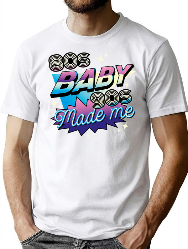 80s Baby 90s Made Me Funny Retro Design T-Shirt - White