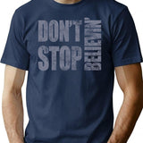 80's Journey Don't Stop Believin' T-Shirt - Retro Graphic Tee for Men & Women - Navy