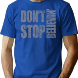 80's Journey Don't Stop Believin' T-Shirt - Retro Graphic Tee for Men & Women - Blue