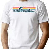 80s Sunset Waves T-Shirt - Retro Graphic Tee for Men & Women - White