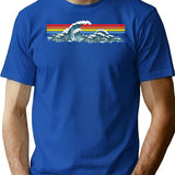 80s Sunset Waves T-Shirt - Retro Graphic Tee for Men & Women - Blue