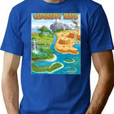90's Geography Terms Map Meme T-Shirt - Retro Graphic Tee for Men & Women - Blue