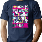 90s Library T-Shirt - Retro Graphic Tee for Men & Women - Navy