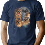 90s Retro Screaming Rock Hyraxes Moon T-Shirt - Navy