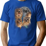 90s Retro Screaming Rock Hyraxes Moon T-Shirt - Blue