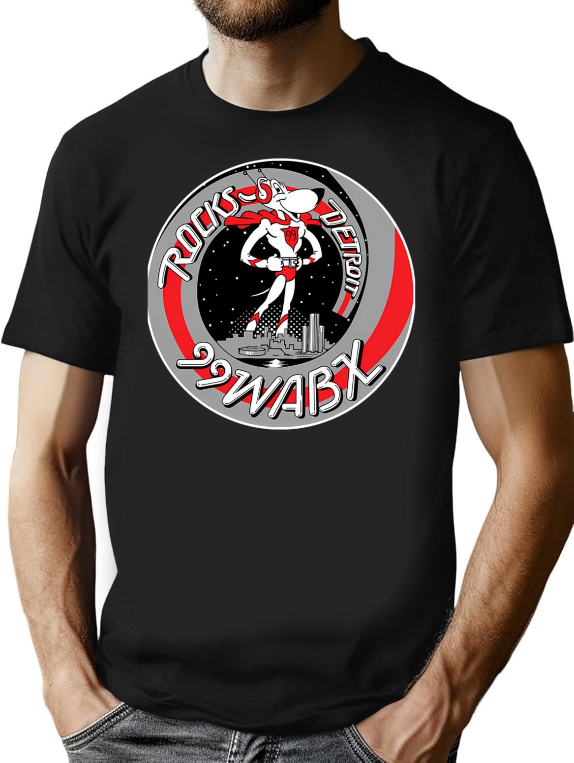99 Wabx Rocks Detroit Retro Radio Station Design T-Shirt - Black