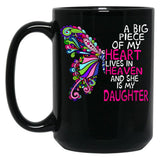 A Big Piece Of My Heart Lives In Heaven She Is My Daughter (1) Black Coffee Mug