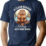 A Clean Beaver Always Gets More Wood T-Shirt - Navy