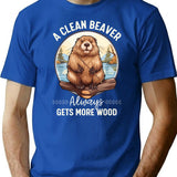 A Clean Beaver Always Gets More Wood T-Shirt - Blue