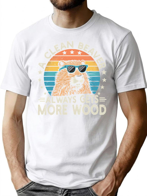 A Clean Beaver Gets More Wood T-Shirt - White