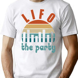 Accounting Pun Lifo The Party T-Shirt - Retro Graphic Tee for Men & Women - White