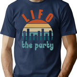 Accounting Pun Lifo The Party T-Shirt - Retro Graphic Tee for Men & Women - Navy
